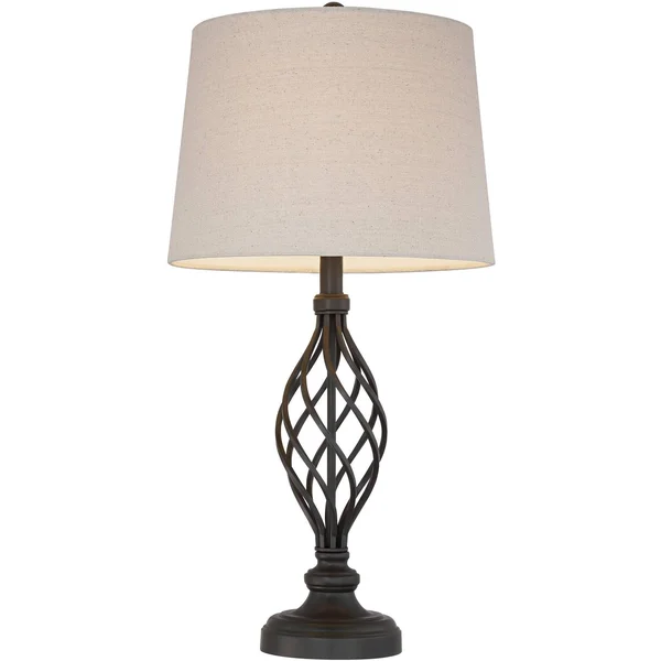 Franklin Iron Works Rustic Farmhouse Table Lamps Set of 2 with WiFi Smart Sockets Iron Scroll Cream Drum Shade Living Room Bedro