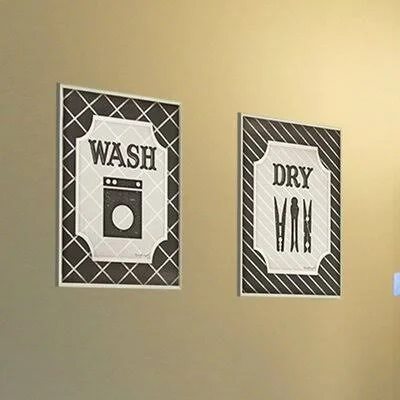 'Wash and Dry' Black and White Laundry Wall Plaque Winston Porter