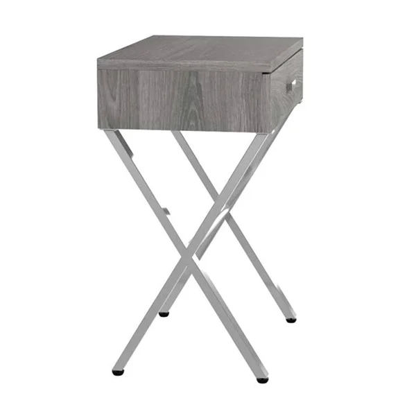 12x22 x 18.25x22 x 22.25x22 Grey Finish and Black Metal Accent Table
