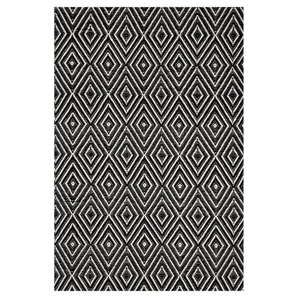 Dash & Albert Diamond Black Ivory Indoor/Outdoor Rug 3ft x 5ft