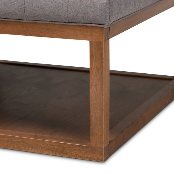 Baxton Studio Alvere Modern and Contemporary Fabric Upholstered Walnut Finished Cocktail Ottoman Grey