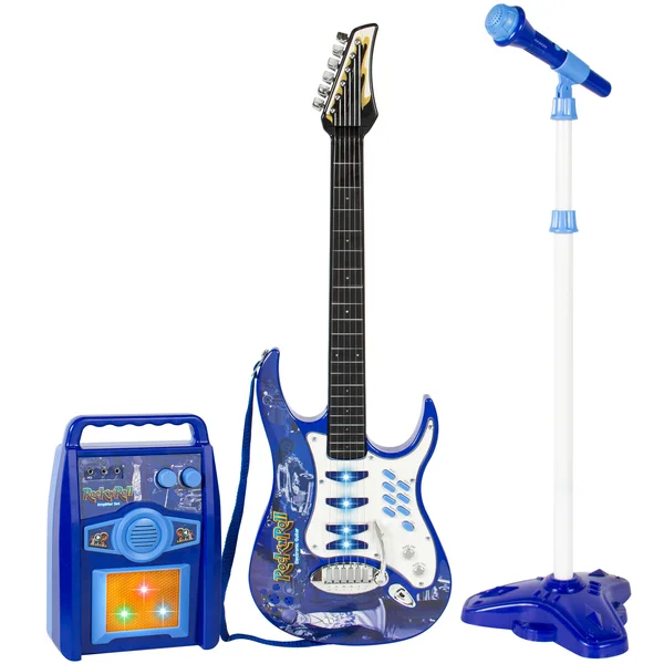 Best Choice Products Kids Electric Musical Guitar Toy Play Set - Blue