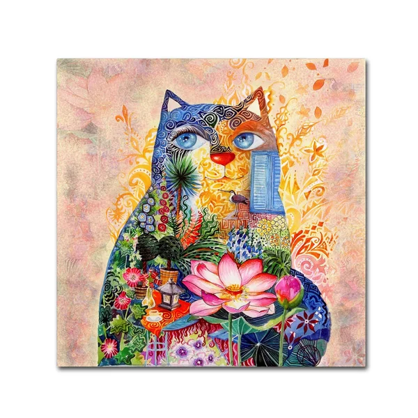 Trademark Fine Art Ali11401-C3535Gg Oxana Ziaka &Lotus Cat& Canvas Art