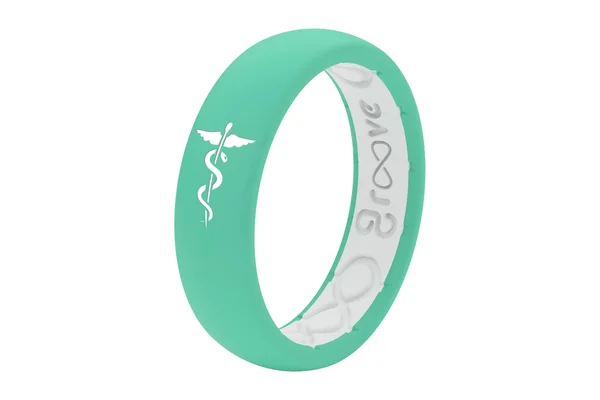Groove Life Women's Thin Solid Medical Hero Seafoam Silicone Ring - Size 10