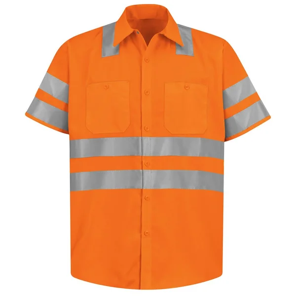 Red Kap Hi-Vis Short Sleeve Work Shirt, Class 3, Fluorescent