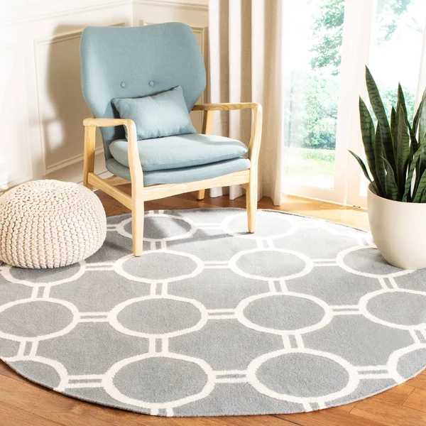 Safavieh 9& x 12& Dhurries DHU636B Grey - Ivory Rug