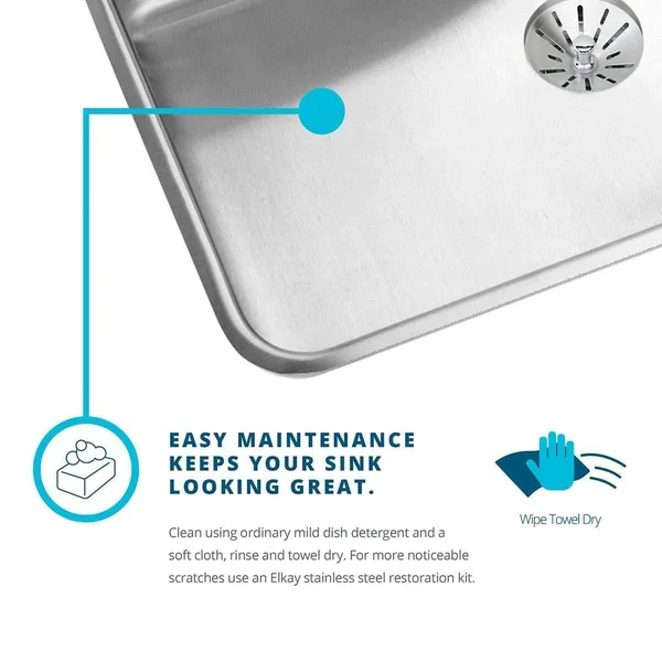 Elkay Lustertone ELUH16FB Single Bowl Undermount Stainless Steel Sink