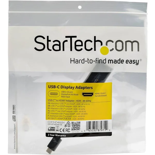 StarTech.com CDP2HD4K60H USB C to HDMI Adapter with HDR