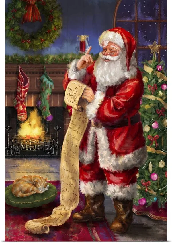Santa with His List - Poster Print, 40x60, Great Big Canvas