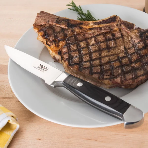 Viking Pakka Wood Steak Knife Set with Rubberwood Box, 6 Piece, Black