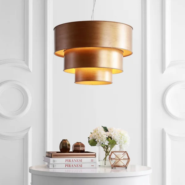 Jonathan Y Lynn 21x22 3-Tier LED Pendant - Gold