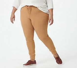 Koolaburra by Ugg Soft Brushed Rib Leggings with Drawstring - Size Large, Tan