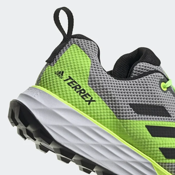 Adidas Terrex Two Trail Running Shoes - Men's - Grey Two, Core Black, Signal Green - 12