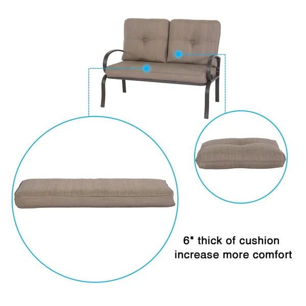 Cloud Mountain 2 Piece Outdoor Loveseat Furniture Bistro Set Garden Patio Metal Coffee Table Bench Sofa with Cushions - Gradient