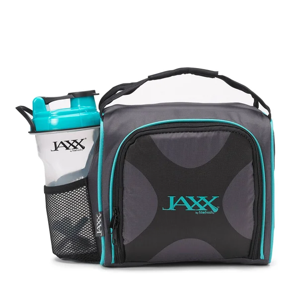 Fit and Fresh Jaxx FitPak with Portion Control Container Set and Shaker Cup, Teal