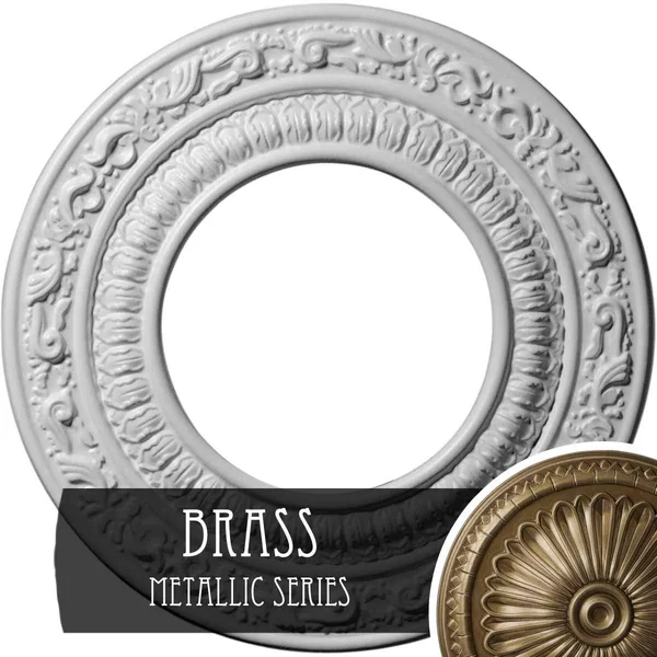 8 1/8x22OD x 4 1/8x22ID x 1/2x22P Andrea Ceiling Medallion (Fits Canopies Up to 4 1/8x22), Hand-Painted Brass