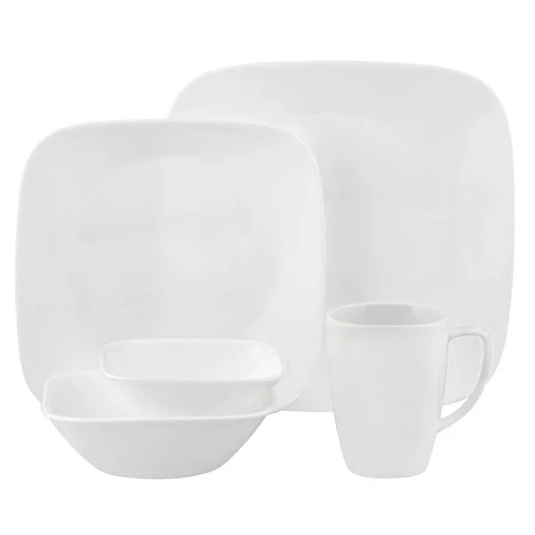Corelle Square Pure White 30 Piece Dinnerware Set, Service for 6