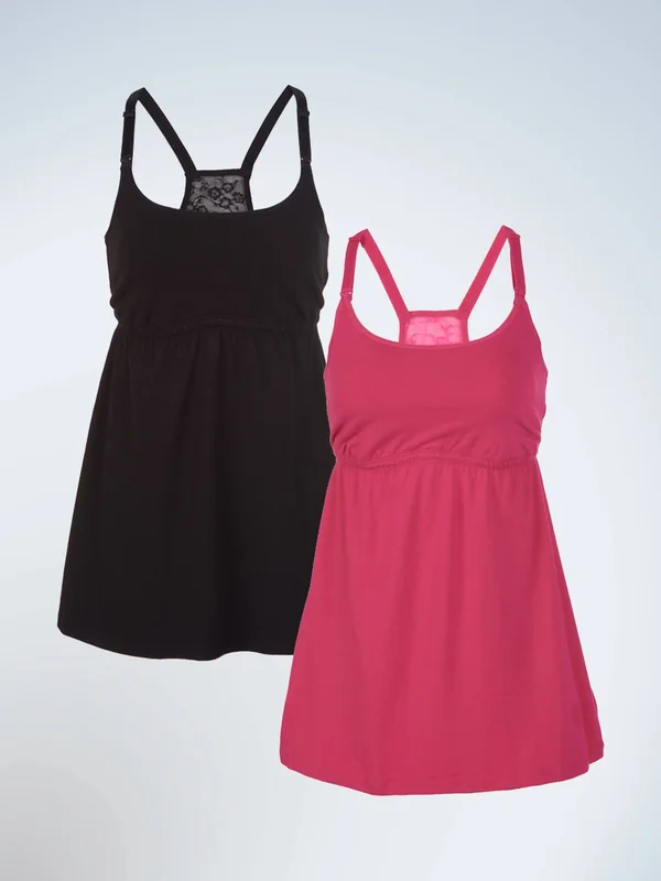 Leading Lady Inc. Nursing Top 2-Pack 4049 in Black/Azalea, Size: Medium, Fabric