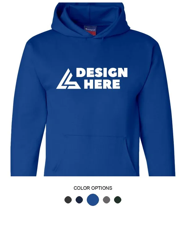 Custom Champion Men's Hoodies - Printed Double Dry Eco Hooded Sweatshirt - Size: XL, Royal Blue