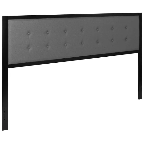 Bristol Metal Tufted Upholstered Headboard Fabric Twin Size, Black