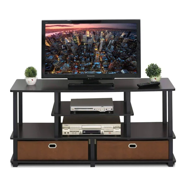 Furinno JAYA Large TV Stand for up to 50x22 TV with Storage Bin