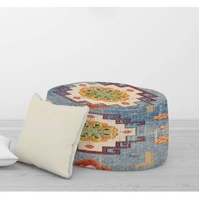 Rossman Pouf Wrought Studio Upholstery Color: Blue/Beige