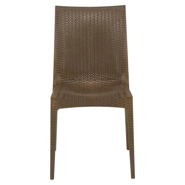LeisureMod Weave Design Mace Indoor, Outdoor Dining Chair Red