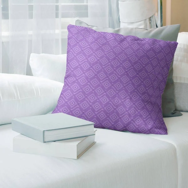 Square Maze Throw Pillow - 16 x 16 - Purple - Linen