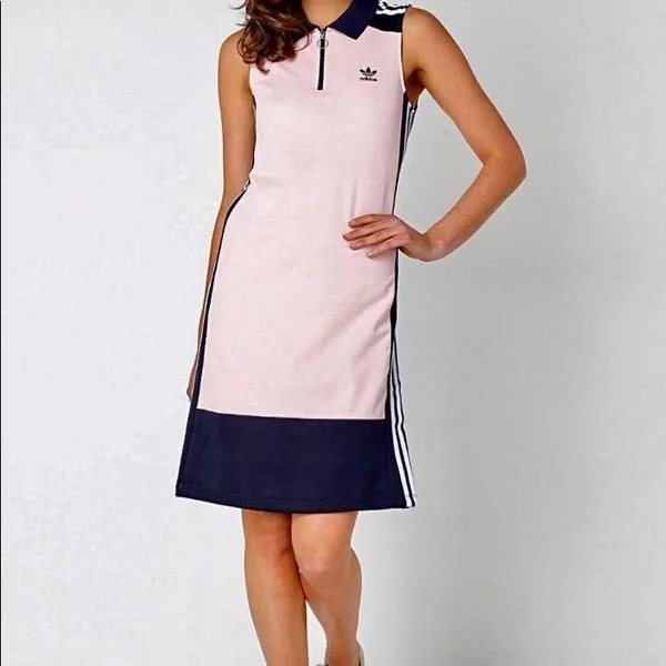 Adidas Originals Womens Tennis Striped Tank Dress Pink Xs