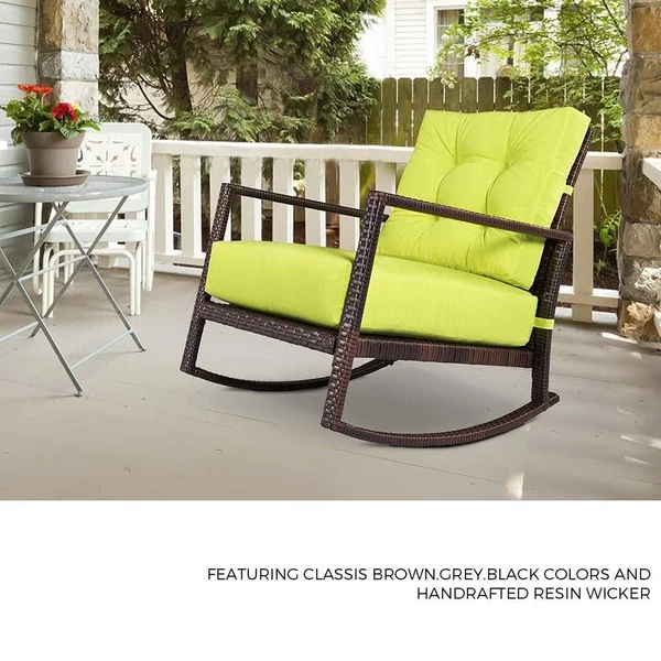 Pheap Outdoor Wicker Rocking Chair by Havenside Home - Blue