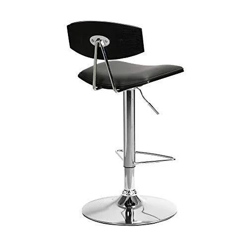 Armen Living Erik Faux Leather Swivel Barstool - Adjustable, Gray/Chro
