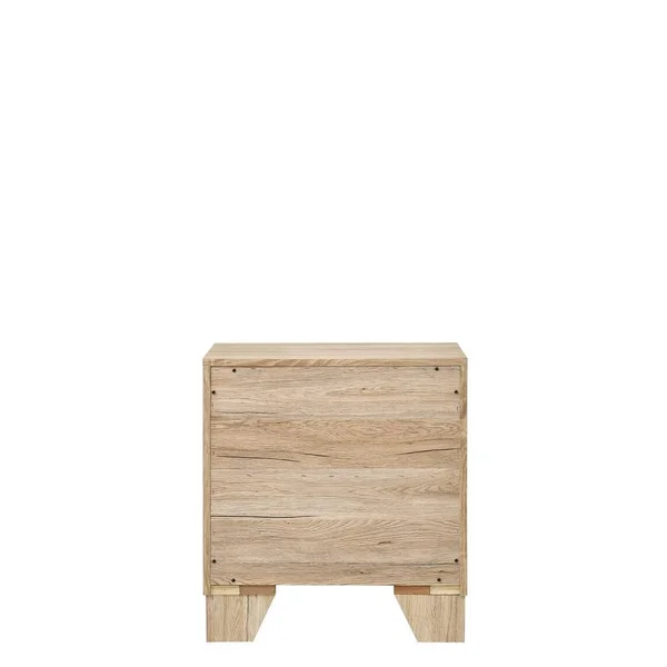 Transitional Miquell Rectangular Wood Nightstand with 2 Drawers, Oak