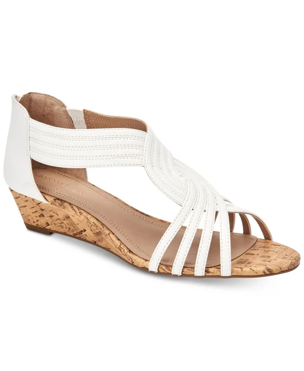 Charter Club Ginifur Wedge Sandals - Created for Macy&s - White
