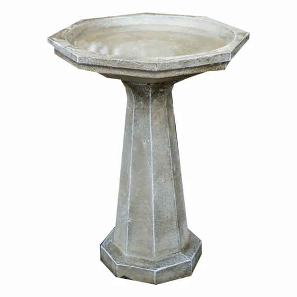 Athena Garden Cast Stone Large Octagon Bird Bath Terra Cotta