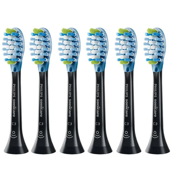 Philips Sonicare Premium Plaque Control with BrushSync - Replacement Toothbrush Heads, Black 6-Pack