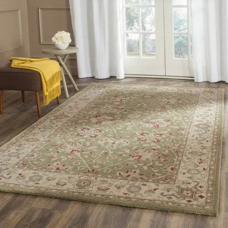 Charlton Home Dunbar Hand-Tufted Wool Sage/Green/Cream/Burgundy/Ivory Area Rug - Size: Rectangle 5& x 8&