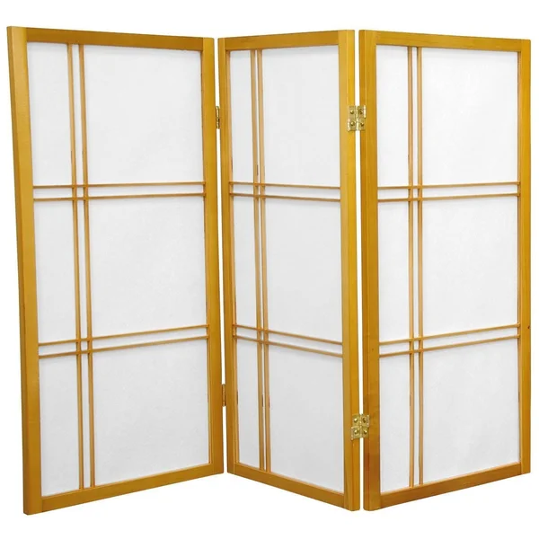 Oriental Furniture 3 ft. Tall Double Cross Shoji Screen - 3 Panel - White