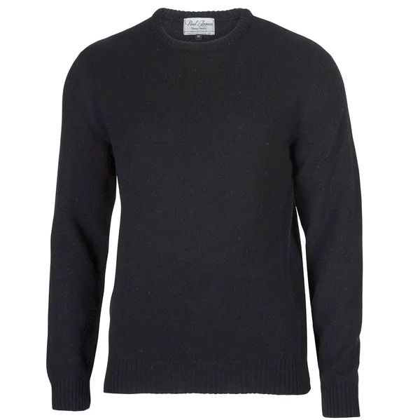 Mens 100% British Lambswool Crew Neck Jumper, Black, S