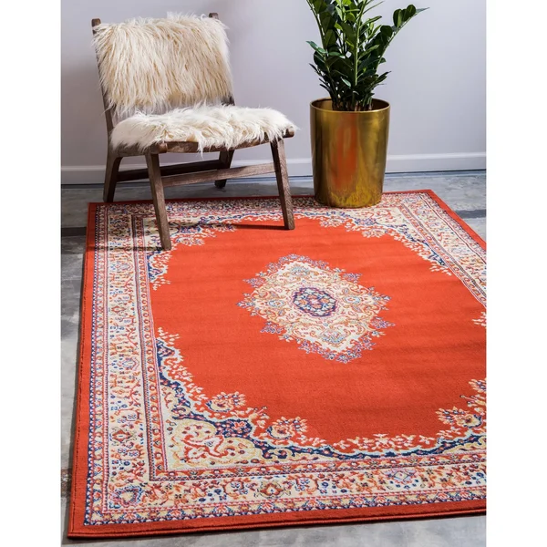 Unique Loom Reza Washington Red 9& 10 x 13& 0 Area Rug