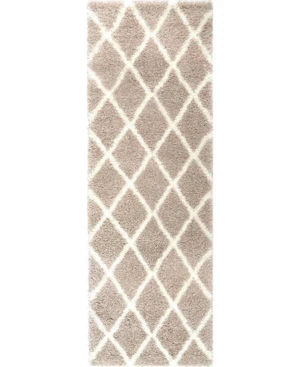 nuLOOM Diamond Shag Area Rug - Size: 4& x 6&, Beige