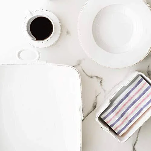 Vietri Lastra White Large Square Baker
