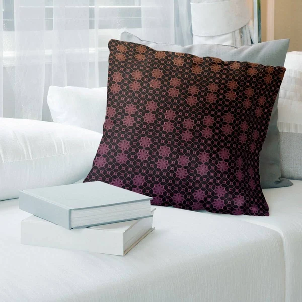 Multicolor Ombre Lattice Throw Pillow - 20 x 20 - Orange & Purple - Polyester