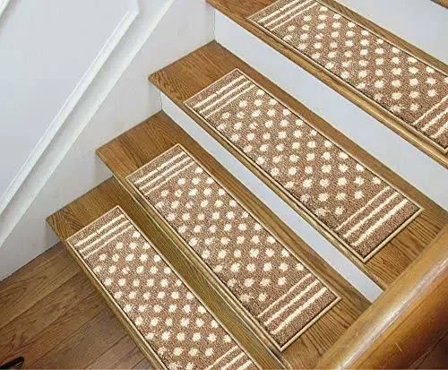 Sofia Rugs Shaggy Stair Treads - Light Polkadot - Carpet Runner Strips for Stair - New