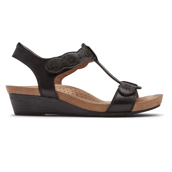 Cobb Hill Hollywood T-Strap Sandal - Black - 6.5 W