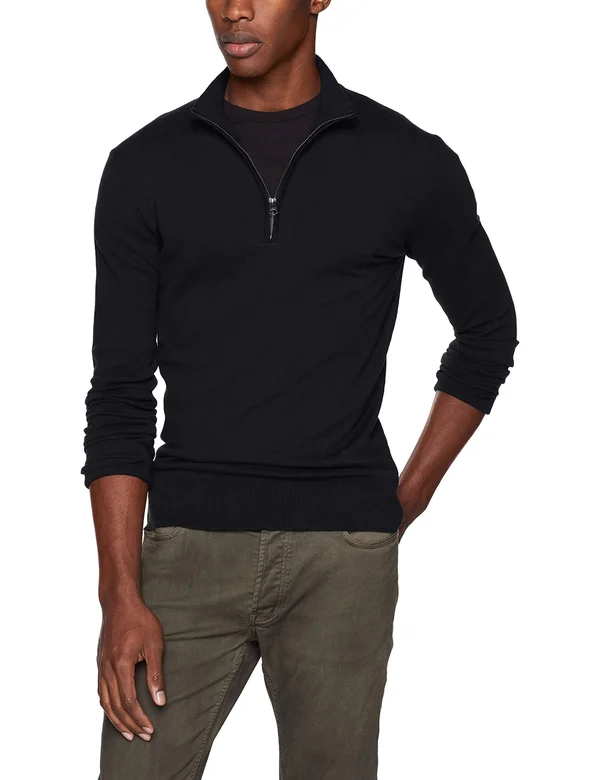 Men's French Connection Stretch Cotton Quarter Zip Sweater