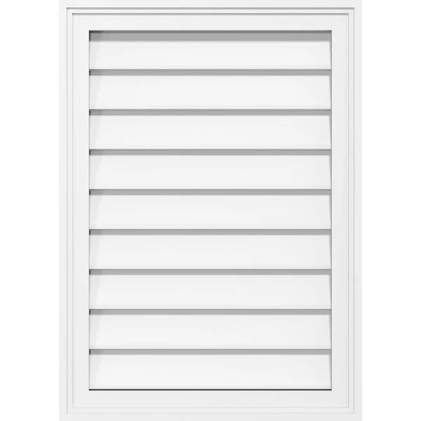 Ekena Millwork GVPVE16X1402SN 16x22W x 14x22H Vertical Surface Mount PVC Gable Vent: Non-Functional, w/ 2x22W x 1-1/2x22H Brickm