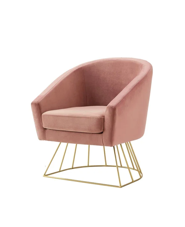 Adalene Velvet Accent Chair (Blush/Gold)