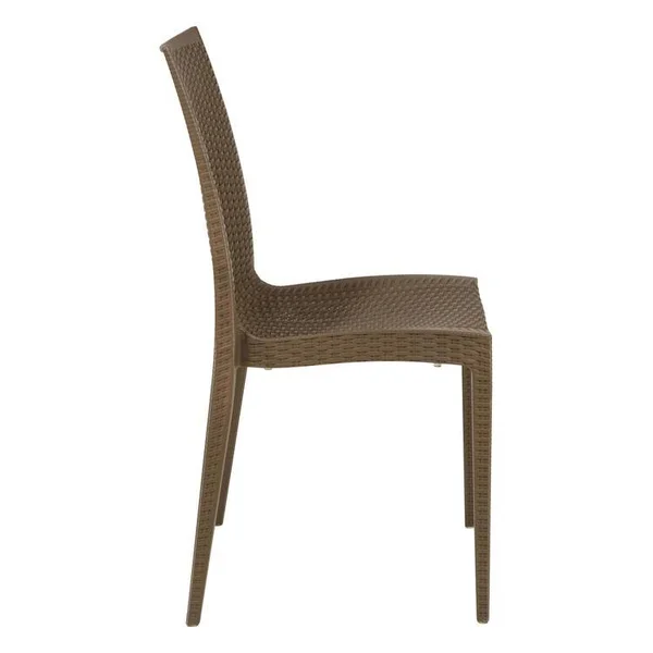 LeisureMod Weave Design Mace Indoor, Outdoor Dining Chair Red