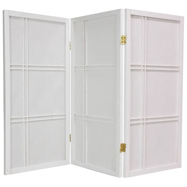 Oriental Furniture 3 ft. Tall Double Cross Shoji Screen - 3 Panel - White