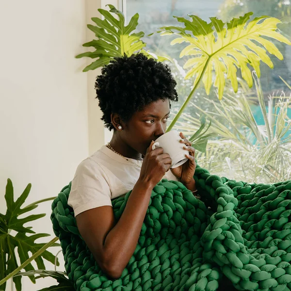 Nuzzie Knit Weighted Blanket. Sleep Deeper & Relieve Anxiety - King 25lbs, Cactus